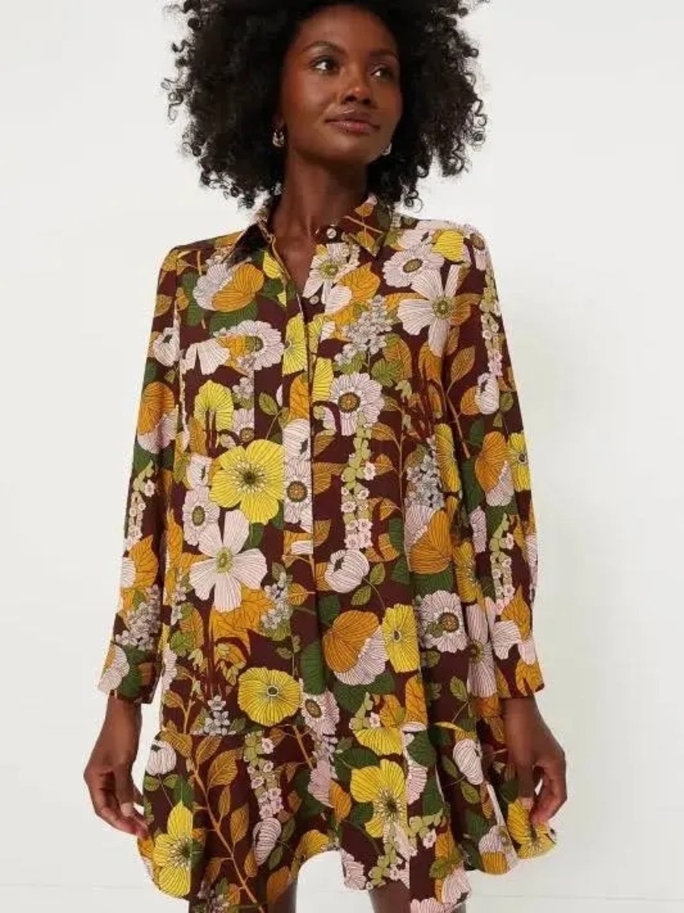 Tuckernuck NWT retro floral crepe Callahan shirt dress boho maximalist sz XL - Picture 12 of 13